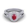 Image 1 : 0.83 ctw Ruby & VS/SI Diamond Designer Halo Fashion Ring 10k White Gold - REF-21X8A