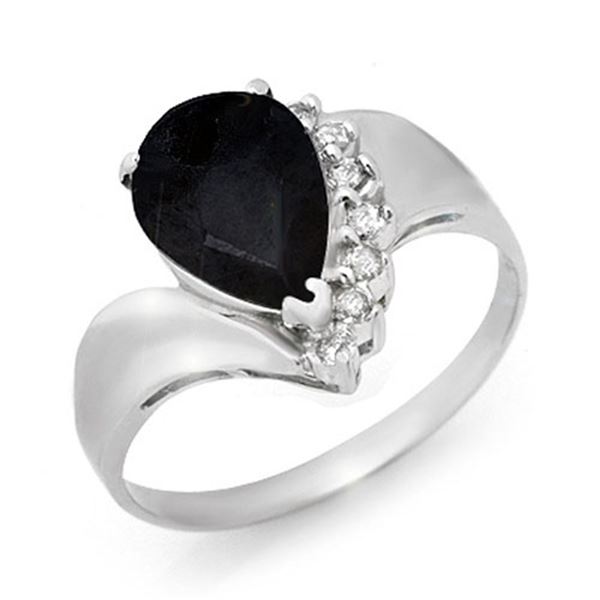 2.66 ctw Blue Sapphire & Diamond Ring 10k White Gold - REF-33X3A