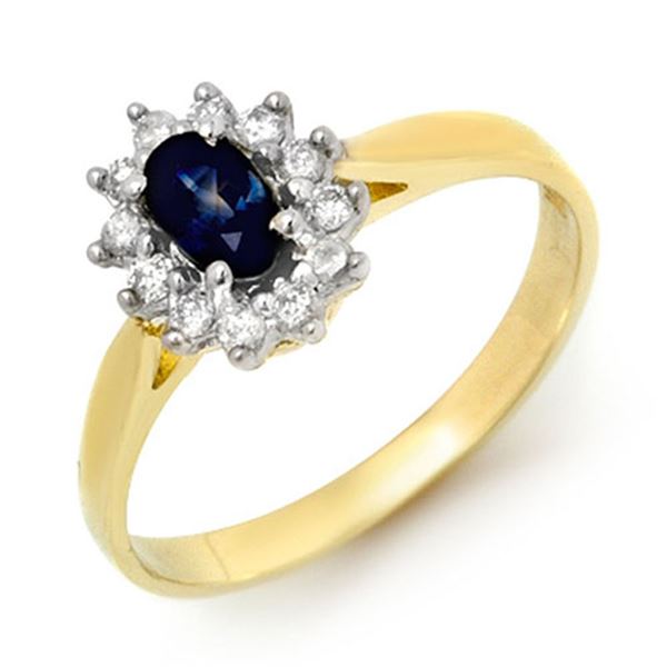 0.51 ctw Blue Sapphire & Diamond Ring 10k Yellow Gold - REF-15Y4X