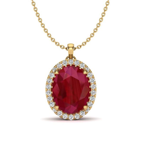 2.75 ctw Ruby & Micro VS/SI Diamond Certified Necklace 18k Yellow Gold - REF-46H5R