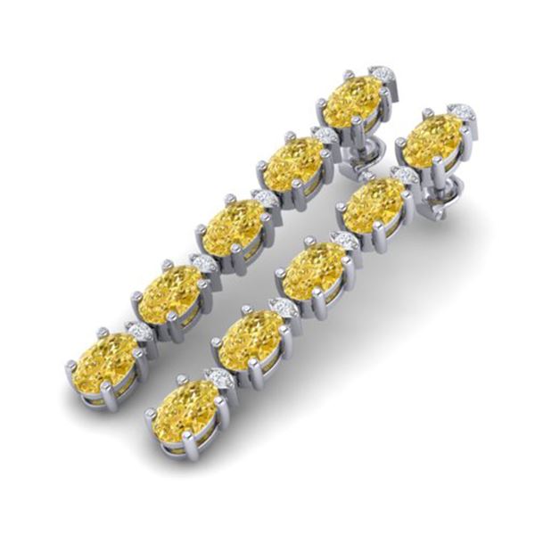 10.36 ctw Citrine & VS/SI Certified Diamond Tennis Earrings 10k White Gold - REF-42F6M