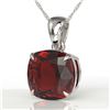 Image 1 : 6 ctw Cushion Cut Garnet Designer Solitaire Necklace 18k White Gold - REF-26W6H