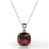 Image 2 : 6 ctw Cushion Cut Garnet Designer Solitaire Necklace 18k White Gold - REF-26W6H