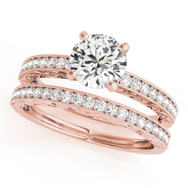 0.70 ctw Certified VS/SI Diamond 2pc Wedding Set Antique 14k Rose Gold - REF-79R3K