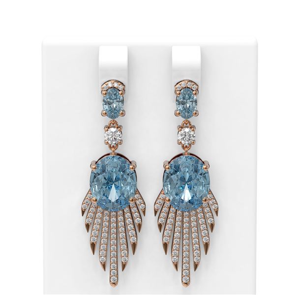 8.62 ctw Blue Topaz & Diamond Earrings 18K Rose Gold - REF-208F2M