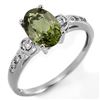 Image 1 : 1.45 ctw Green Tourmaline & Diamond Ring 10k White Gold - REF-22G8W