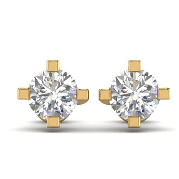 1 ctw Certified VS/SI Diamond Solitaire Stud Earrings 14k Yellow Gold - REF-145W3H