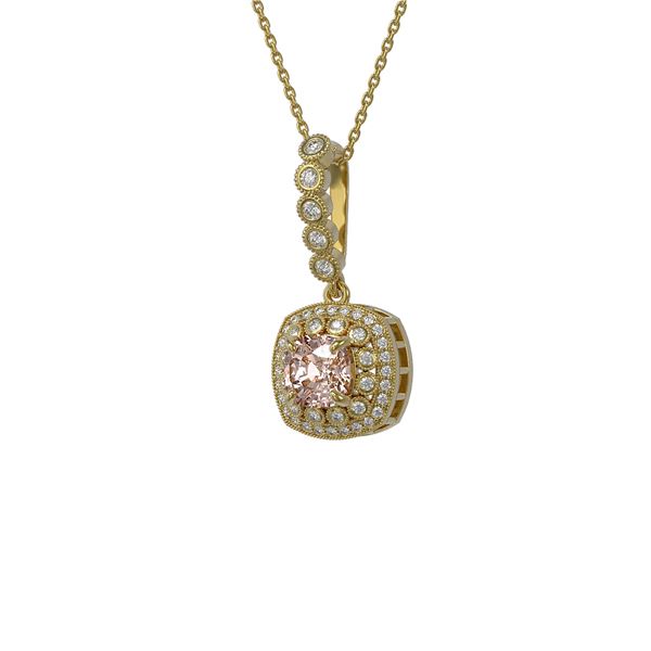 2.15 ctw Morganite & Diamond Victorian Necklace 14K Yellow Gold - REF-86H8R