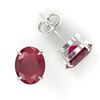 Image 2 : 7 ctw Ruby Designer Solitaire Stud Earrings 18k White Gold - REF-55Y2X