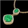 Image 2 : 3.50 ctw Emerald & Micro VS/SI Diamond Necklace Designer 10k Yellow Gold - REF-55Y2X