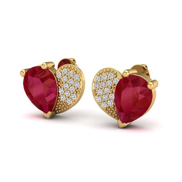 2.50 ctw Ruby & Micro Pave VS/SI Diamond Certified Earrings 10k Yellow Gold - REF-25A4N