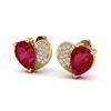 Image 1 : 2.50 ctw Ruby & Micro Pave VS/SI Diamond Certified Earrings 10k Yellow Gold - REF-25A4N