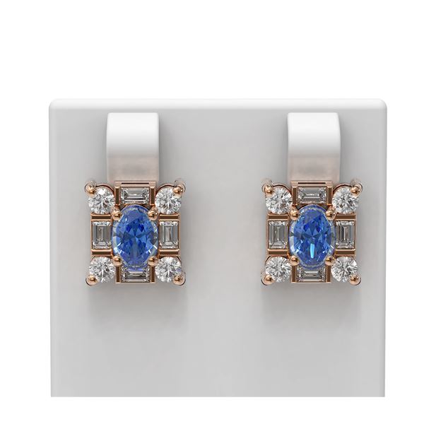 3.64 ctw Tanzanite & Diamond Earrings 18K Rose Gold - REF-178W2H