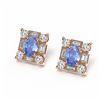 Image 3 : 3.64 ctw Tanzanite & Diamond Earrings 18K Rose Gold - REF-178W2H