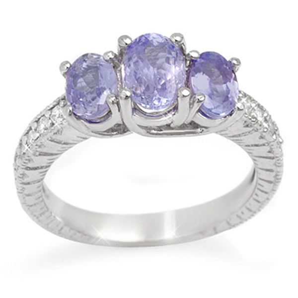 2.50 ctw Tanzanite & Diamond Ring 10k White Gold - REF-46G5W