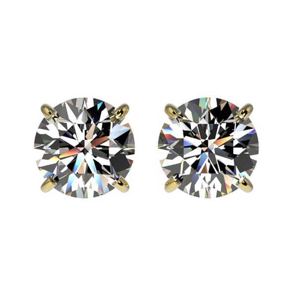 1.50 ctw Certified Quality Diamond Stud Earrings 10k Yellow Gold - REF-127F5M