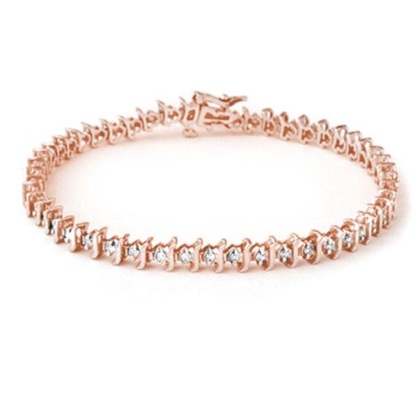 1.0 ctw Certified VS/SI Diamond Bracelet 18k Rose Gold - REF-94F9M