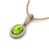 Image 2 : 2 ctw Peridot & Micro Pave VS/SI Diamond Necklace Halo 18k Yellow Gold - REF-52M8G