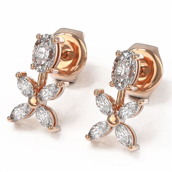 1.5 ctw Oval & Marquise Cut Diamond Earrings 18K Rose Gold - REF-202Y8X