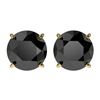 Image 1 : 2.60 ctw Fancy Black Diamond Solitaire Stud Earrings 10k Yellow Gold - REF-43W2H