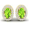 Image 1 : 0.75 ctw Peridot & Micro Pave VS/SI Diamond Earrings 18k Yellow Gold - REF-25N9F