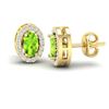 Image 2 : 0.75 ctw Peridot & Micro Pave VS/SI Diamond Earrings 18k Yellow Gold - REF-25N9F