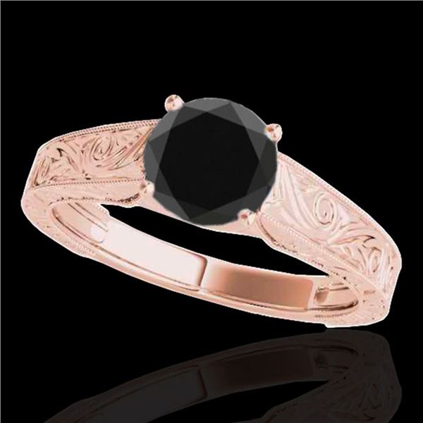 1 ctw Certified VS Black Diamond Solitaire Ring 10k Rose Gold - REF-34H4R