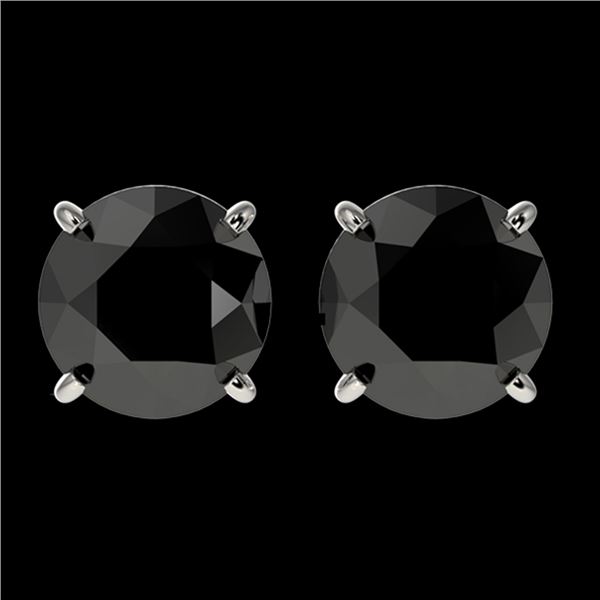 2.13 ctw Fancy Black Diamond Solitaire Stud Earrings 10k White Gold - REF-35Y6X