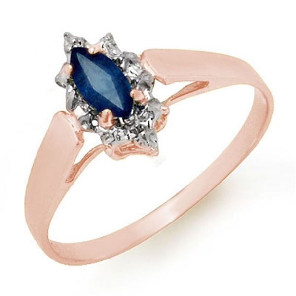 0.33 ctw Blue Sapphire Ring 18k Rose Gold - REF-14G3W