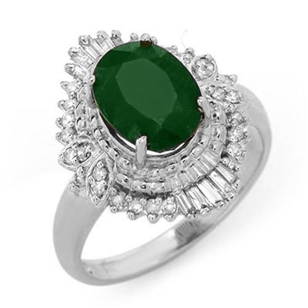 2.58 ctw Emerald & Diamond Ring 18k White Gold - REF-54G2W