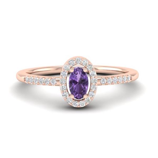 0.45 ctw Amethyst & Micro Pave VS/SI Diamond Ring 14k Rose Gold - REF-23A5N