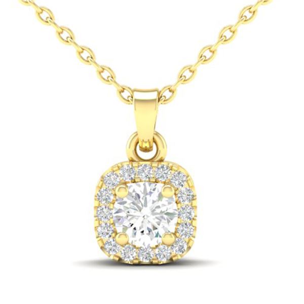 0.40 ctw Micro Pave VS/SI Diamond Necklace Halo 18k Yellow Gold - REF-45Y3X