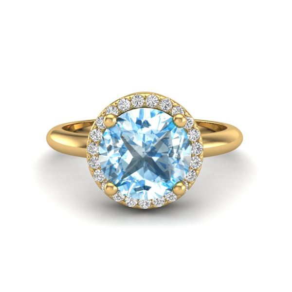 2.70 ctw Sky Blue Topaz & Micro VS/SI Diamond Ring 18k Yellow Gold - REF-38G2W