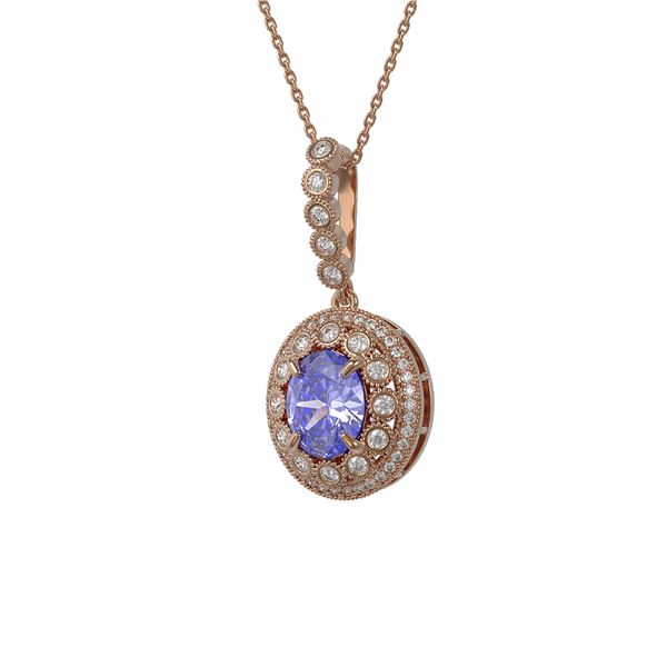 4.77 ctw Tanzanite & Diamond Victorian Necklace 14K Rose Gold - REF-169A8N