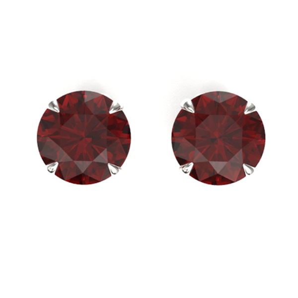 4 ctw Garnet Designer Solitaire Stud Earrings 18k White Gold - REF-19N8F