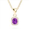 Image 2 : 1.25 ctw Amethyst & Micro Pave VS/SI Diamond Necklace 10k Yellow Gold - REF-21R5K