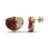 Image 2 : 2.50 ctw Garnet & Micro Pave VS/SI Diamond Earrings 10k Yellow Gold - REF-22X5A