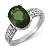 Image 1 : 3.60 ctw Green Tourmaline & Diamond Ring 14k White Gold - REF-97N3F