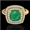 Image 1 : 2.52 ctw Emerald & Micro VS/SI Diamond Pave Ring 18k Yellow Gold - REF-55A2N