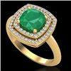 Image 2 : 2.52 ctw Emerald & Micro VS/SI Diamond Pave Ring 18k Yellow Gold - REF-55A2N