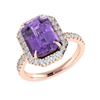 Image 2 : 5.03 ctw Amethyst & Micro Pave VS/SI Diamond Ring 14k Rose Gold - REF-39R8K