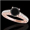 Image 1 : 1.4 ctw Certified VS Black Diamond Solitaire Ring 10k Rose Gold - REF-43R5K