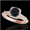 Image 1 : 1.36 ctw Certified VS Black Diamond Solitaire Halo Ring 10k Rose Gold - REF-51A8N