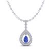 Image 2 : 1.15 ctw Tanzanite & Micro Pave VS/SI Diamond Necklace 14k White Gold - REF-49N3F