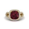 Image 1 : 3.75 ctw Garnet & Micro VS/SI Diamond Certified Ring 18k Yellow Gold - REF-50G6W