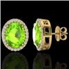 Image 2 : 5.50 ctw Peridot & Micro VS/SI Diamond Halo Earrings 18k Yellow Gold - REF-56W2H