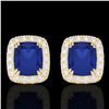 Image 1 : 2.50 ctw Sapphire & Micro Pave VS/SI Diamond Earrings 10k Yellow Gold - REF-38X2A