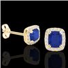 Image 2 : 2.50 ctw Sapphire & Micro Pave VS/SI Diamond Earrings 10k Yellow Gold - REF-38X2A