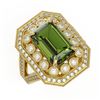 Image 1 : 6.08 ctw Certified Tourmaline & Diamond Victorian Ring 14K Yellow Gold - REF-208H8R