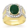 Image 1 : 5.25 ctw Emerald & Diamond Men's Ring 10k Yellow Gold - REF-123F6M